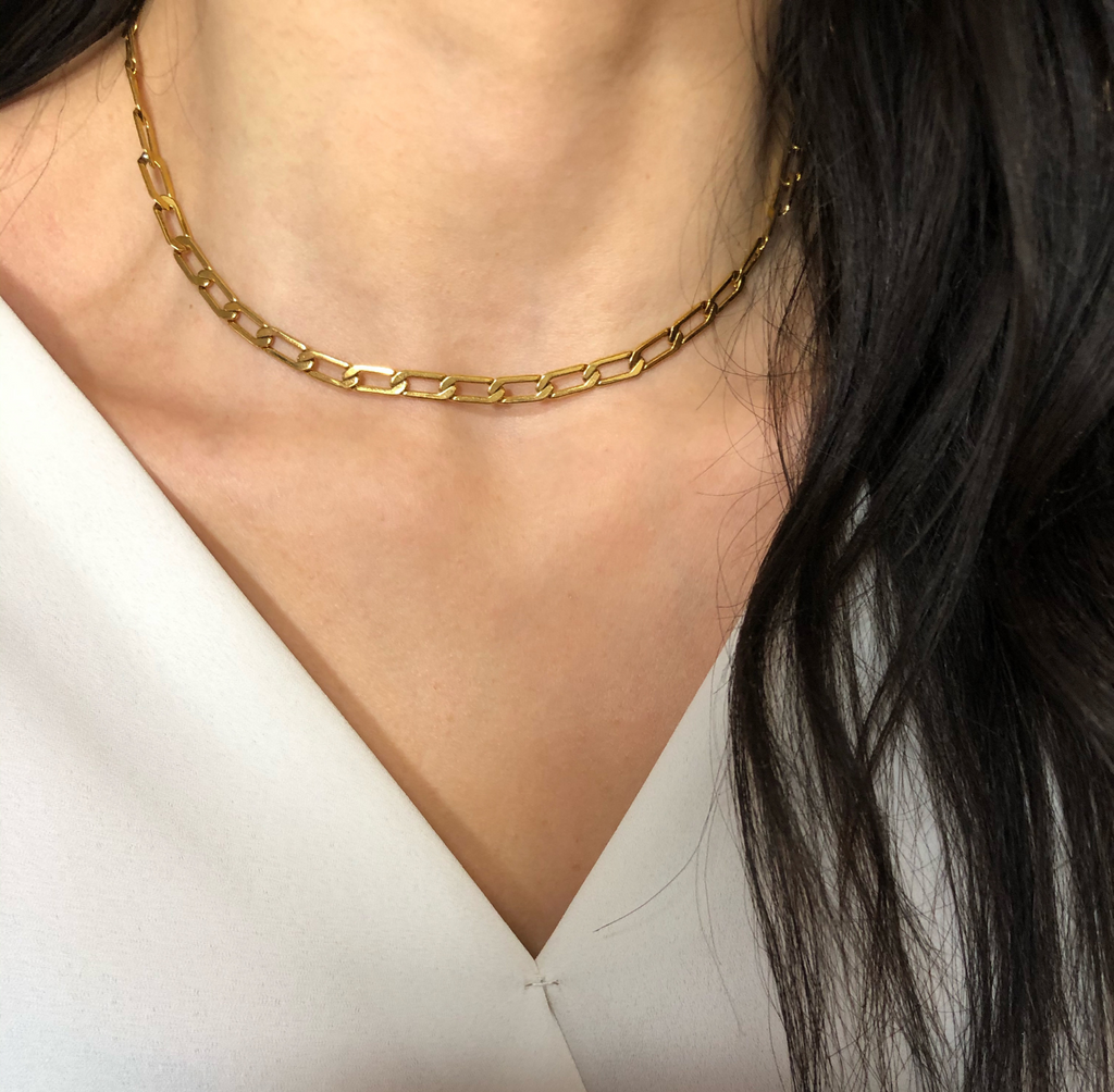gold link chain necklace, simple minimalist jewelry