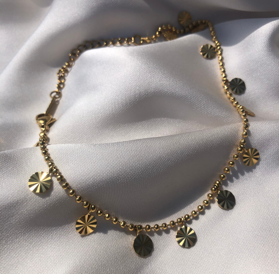 gold anklet, gold foot bracelet 