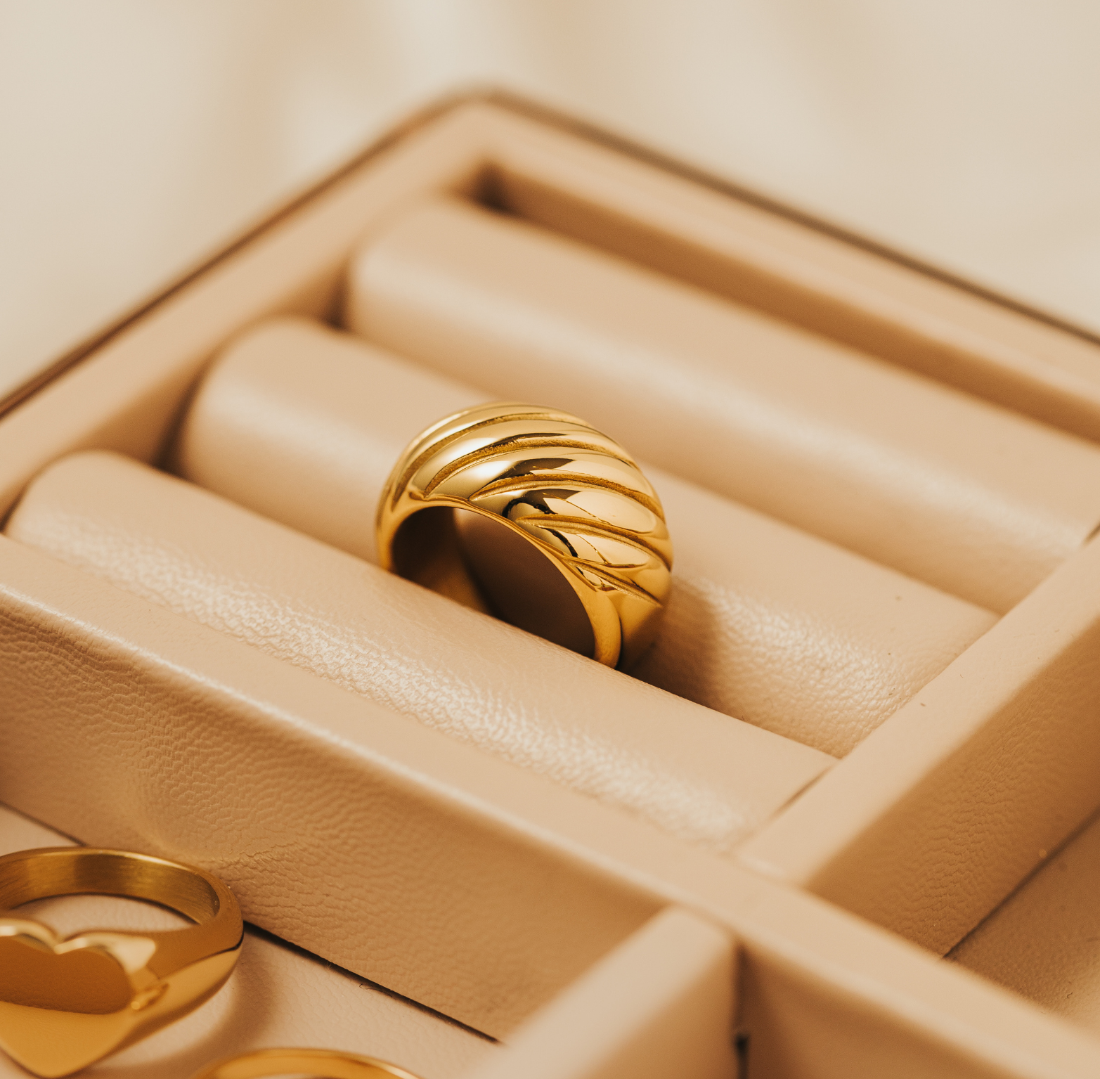 chunky gold croissant ring