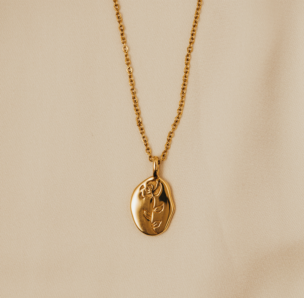 gold rose flower necklace