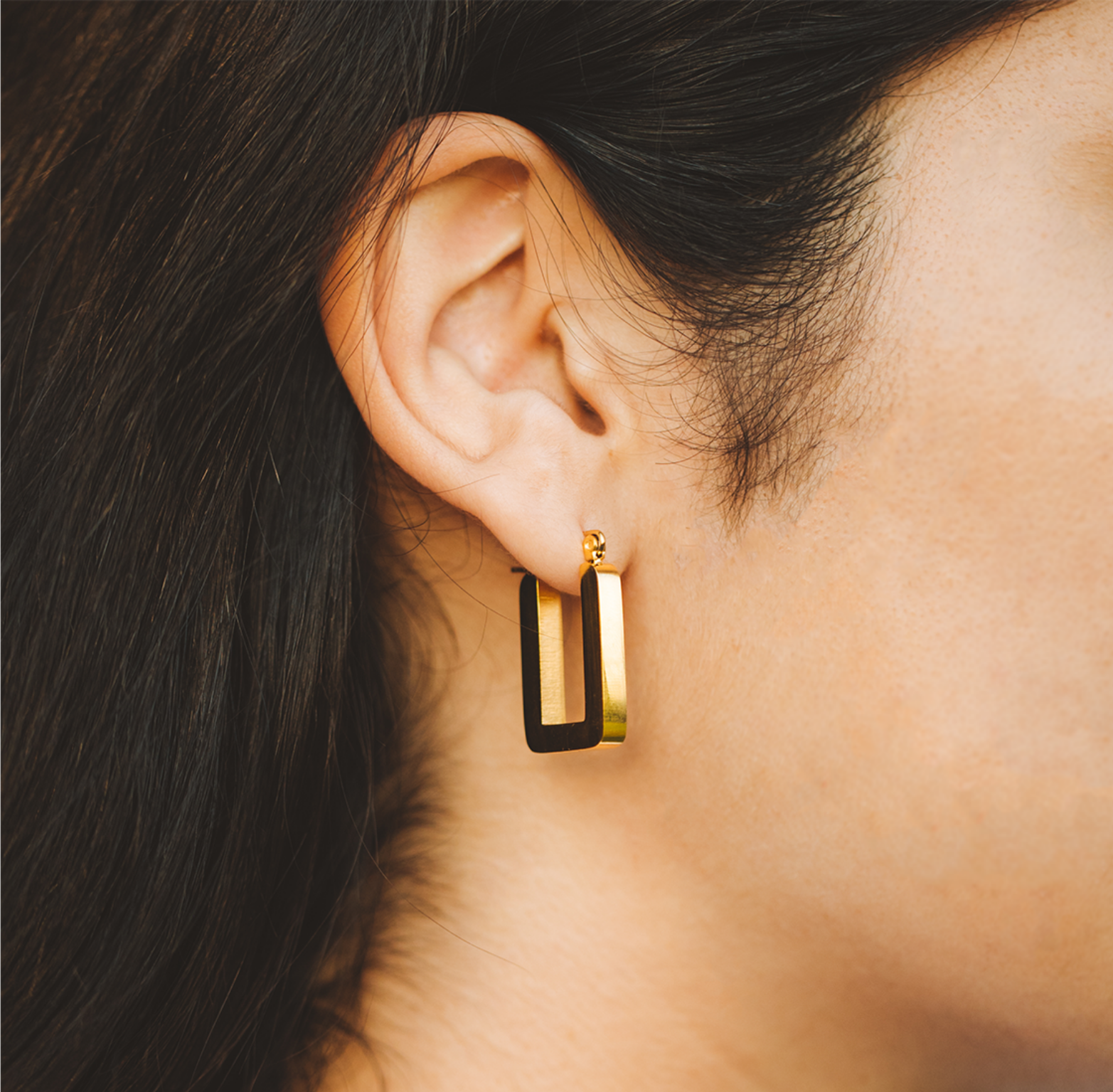 gold rectangle hoops